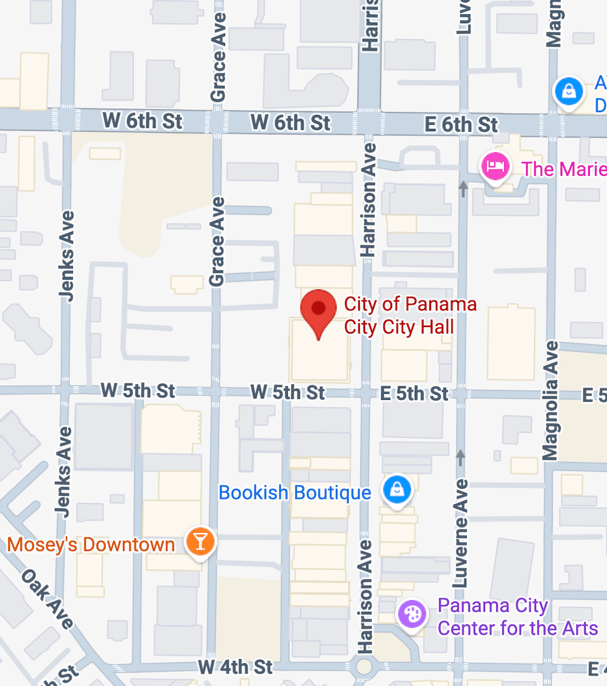 City Hall, City of Panama City Map